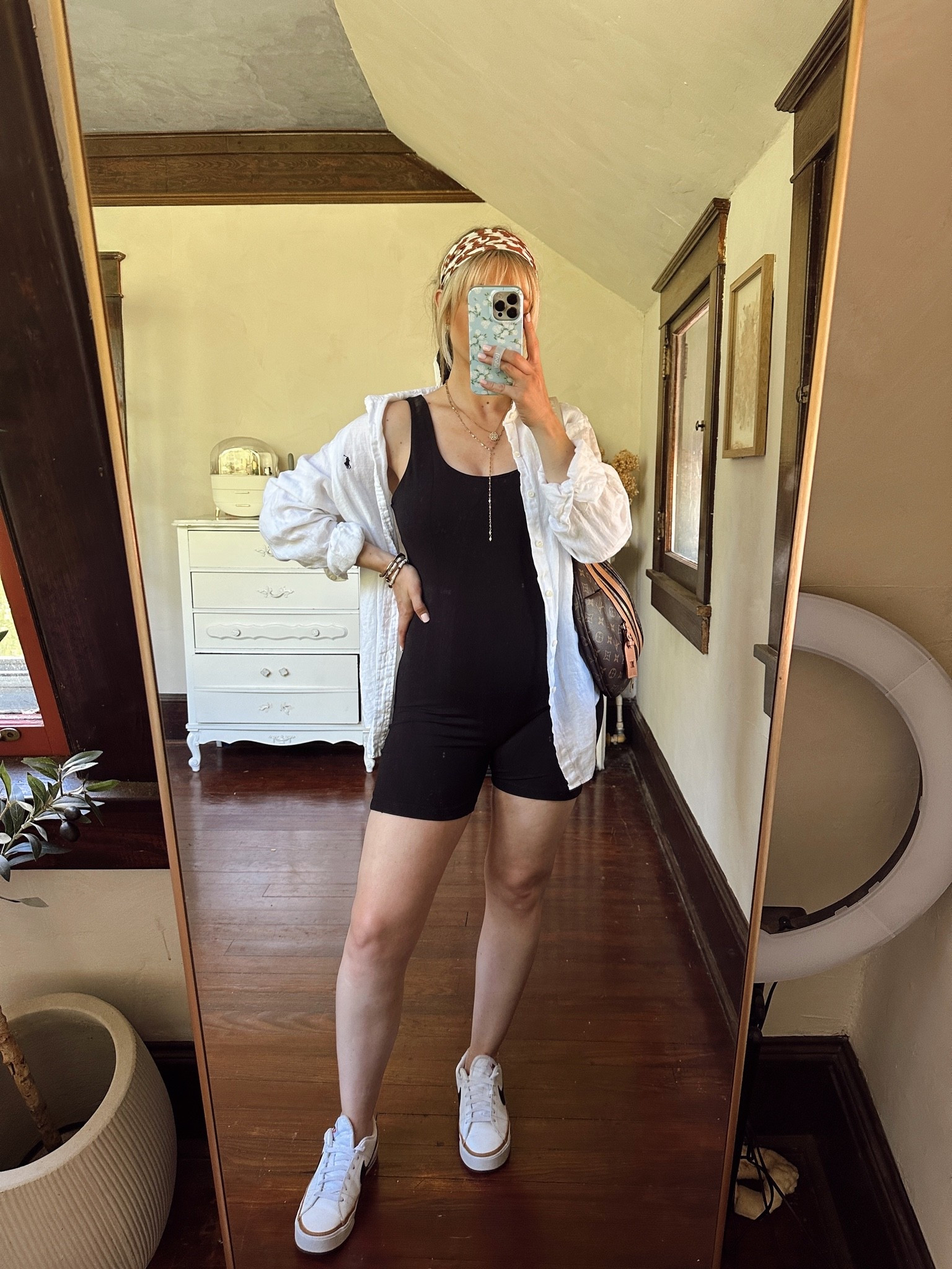 Bump friendly Amazon onesie, sized up to a large. Has a built in bra (no padding)

Shirt is my husbands! (Linen Ralph lauren)

#LTKBump