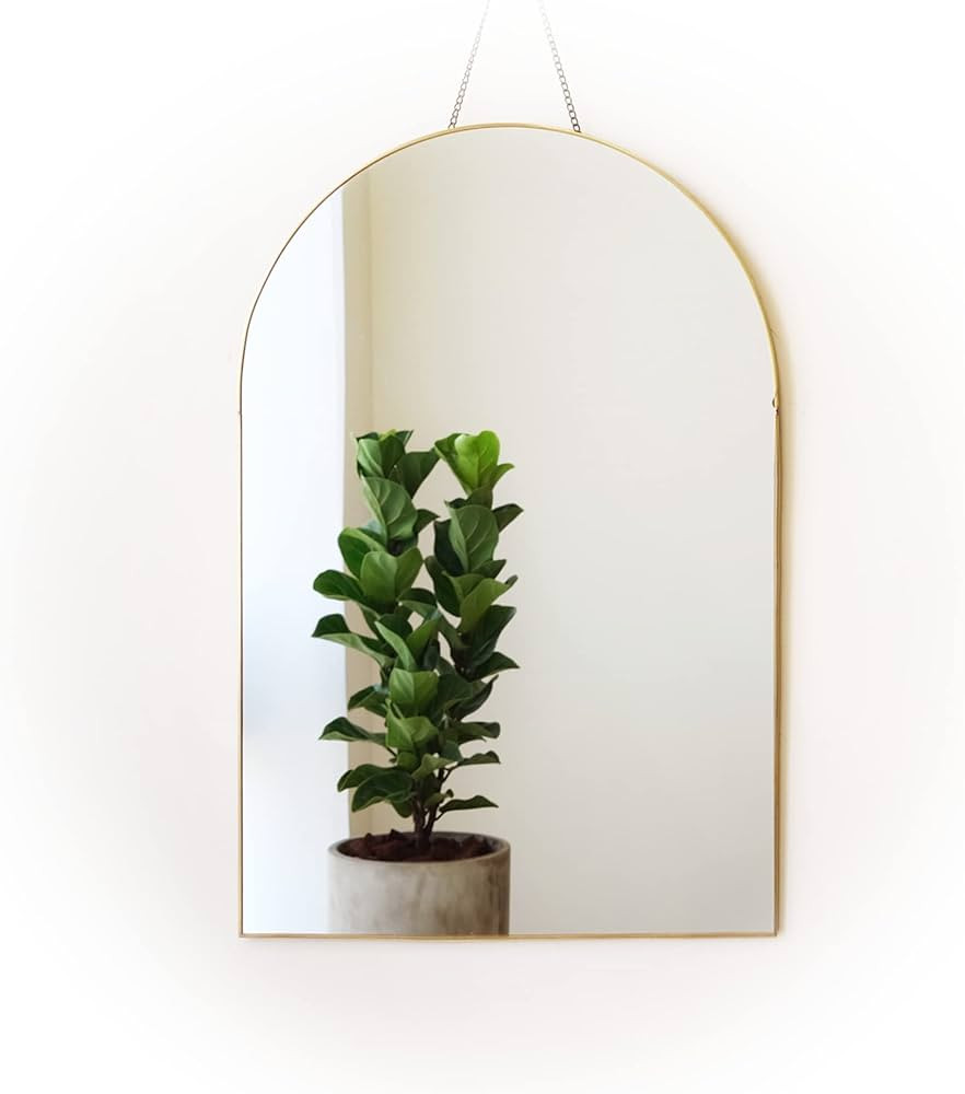 FONDAZZA Hanging Wall Mirror, Gold Brass Trim, 12.6 X 18.9 Inch Wall Art Decor for Living Room, B... | Amazon (US)