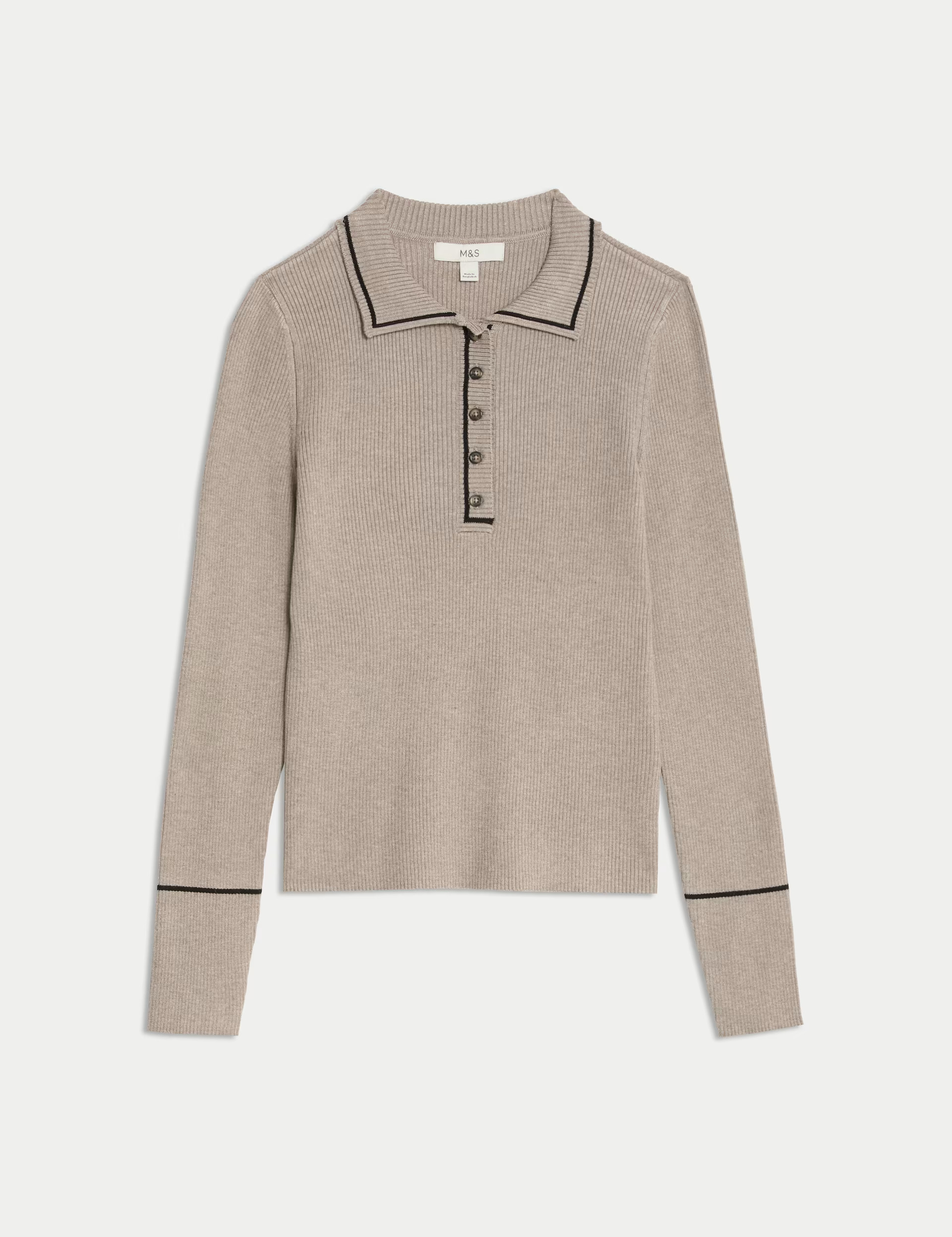Ribbed Polo Neck Fitted Top | Marks & Spencer (UK)