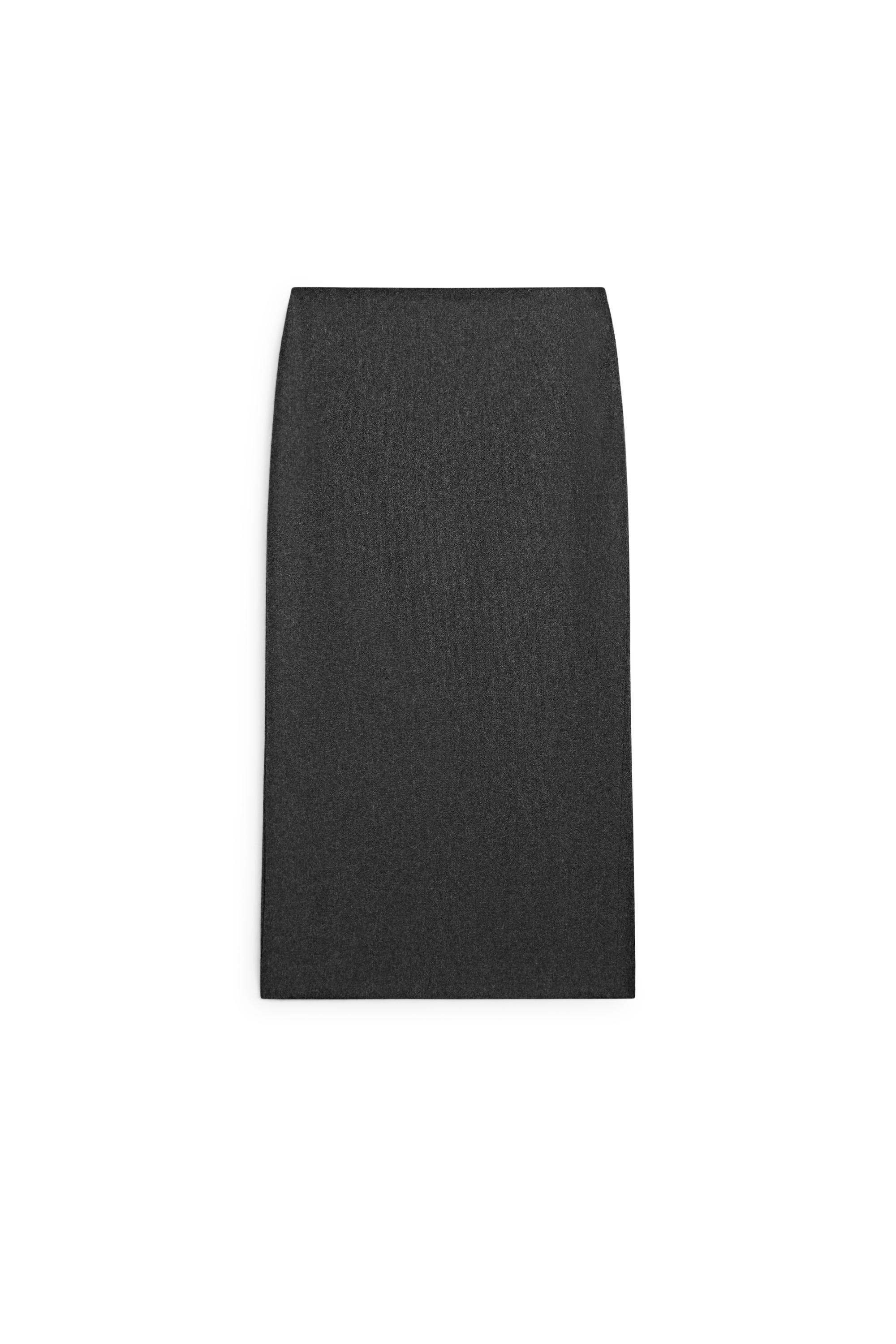 Straight wool blend midi skirt - GREY | Massimo Dutti US