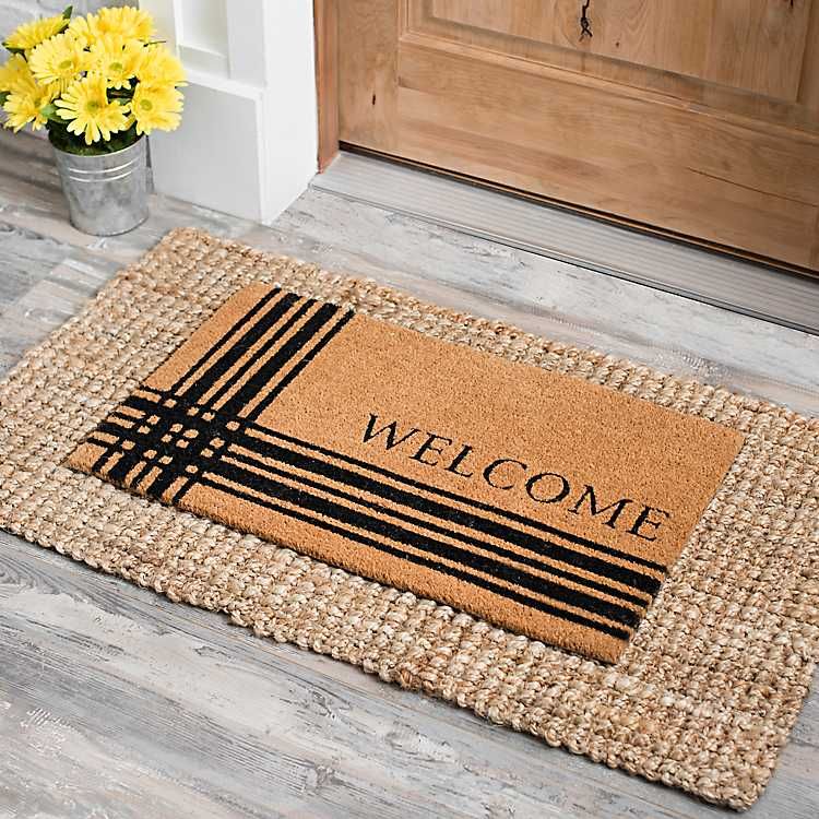 Black Stripes Welcome Doormat | Kirkland's Home