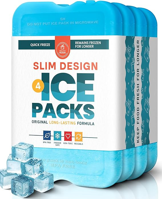 Healthy Packers Ice Packs for Lunch Boxes & Coolers - Freezer Packs - Original Cool Pack | Cooler... | Amazon (US)