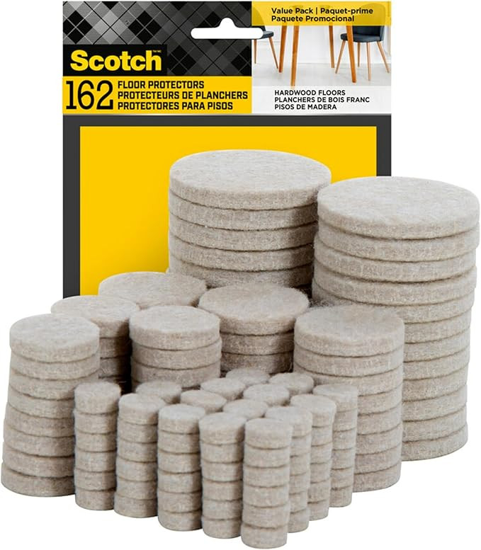 Scotch Felt Pads 162 PCS Beige, Felt Furniture Pads for Protecting Hardwood Floors, Round, Assort... | Amazon (US)
