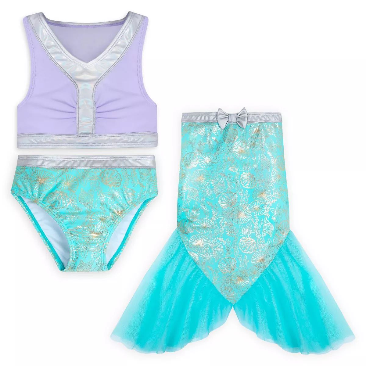 Girls' The Little Mermaid Ariel 3pc Swim Set - Teal Blue/Purple - Disney Store | Target