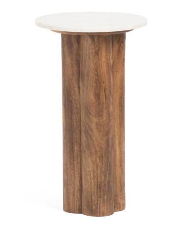 14x24 Solid Marble Top Wood Accent Table | TJ Maxx