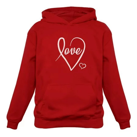 Tstars Womens Beautiful Valentine s Day Love Cursive Heart Valentine s Day Cute Gift Idea for Her Wife Women Hoodie | Walmart (US)