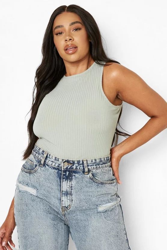 Plus Knitted Rib Bodysuit | Boohoo.com (US & CA)