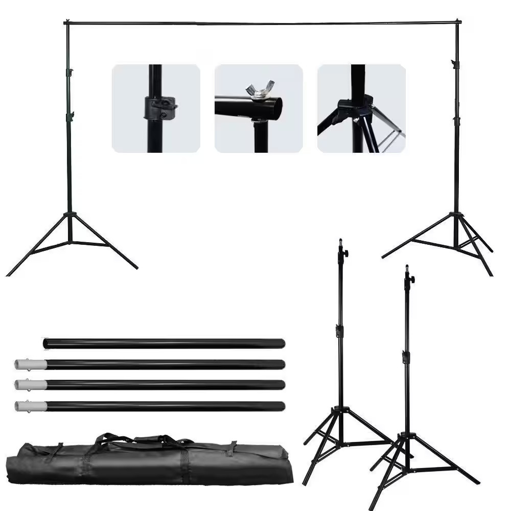 Winado - 86"" Adjustable Background Crossbar Kit Photography Video Studio Backdrop Support System Kit Support Stands 2m Height | Best Buy U.S.