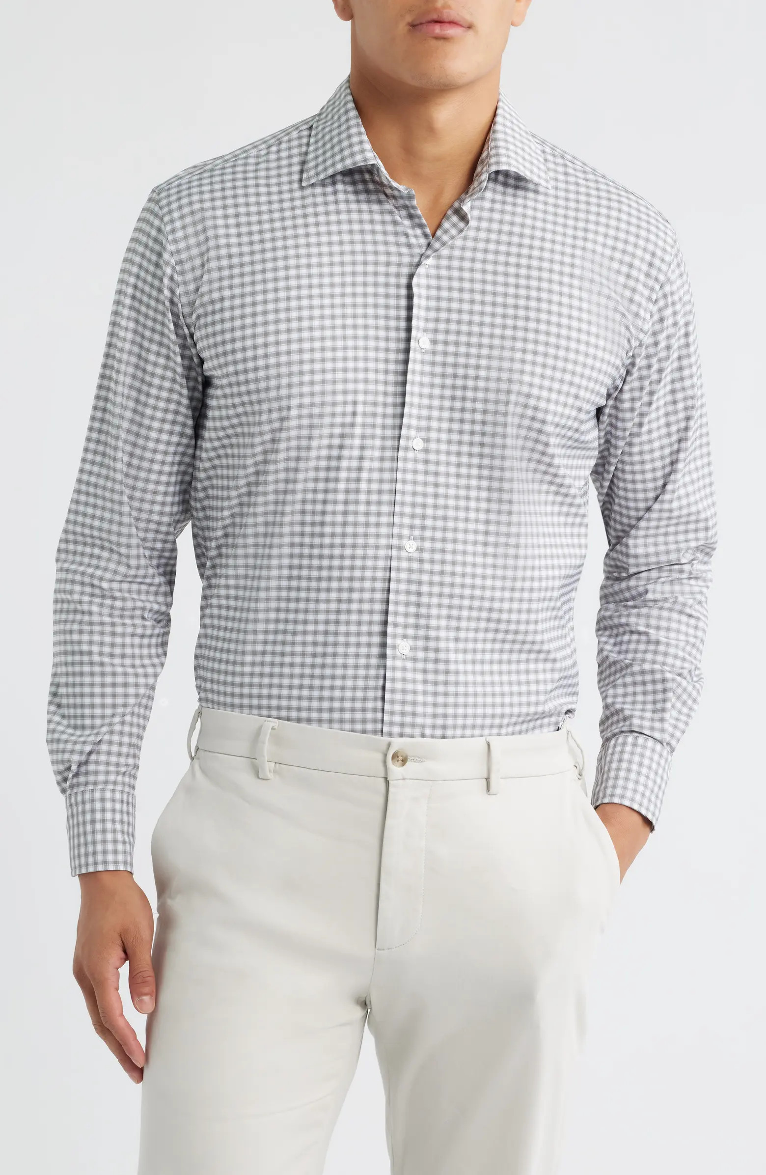 Fairbanks Ombré Check Performance Twill Button-Up Shirt | Nordstrom