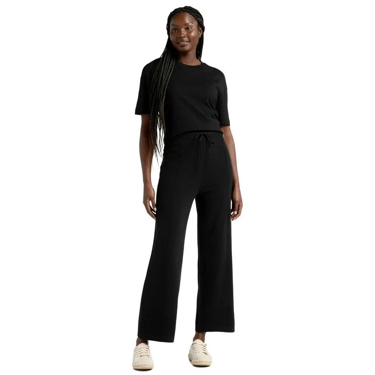 Time & Tru Women's 2-Piece Short Sleeve Sweater and Wide Leg Pant Set, Sizes XS- XXXL | Walmart (US)