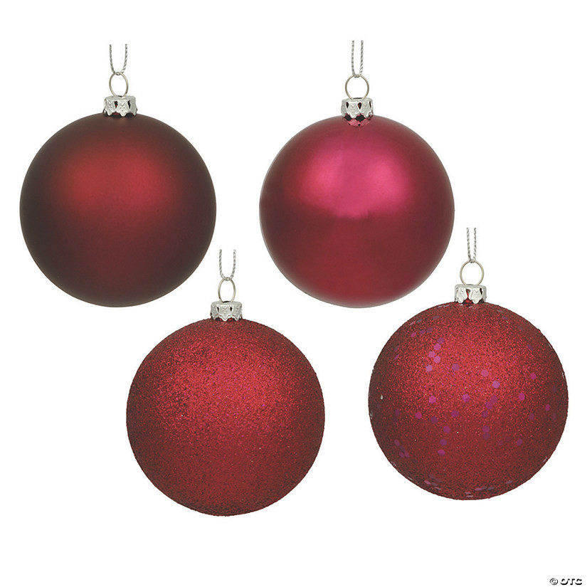 Vickerman Shatterproof 2.75" Wine 4-Finish Ball Christmas Ornament, 20 per Box | Oriental Trading Company