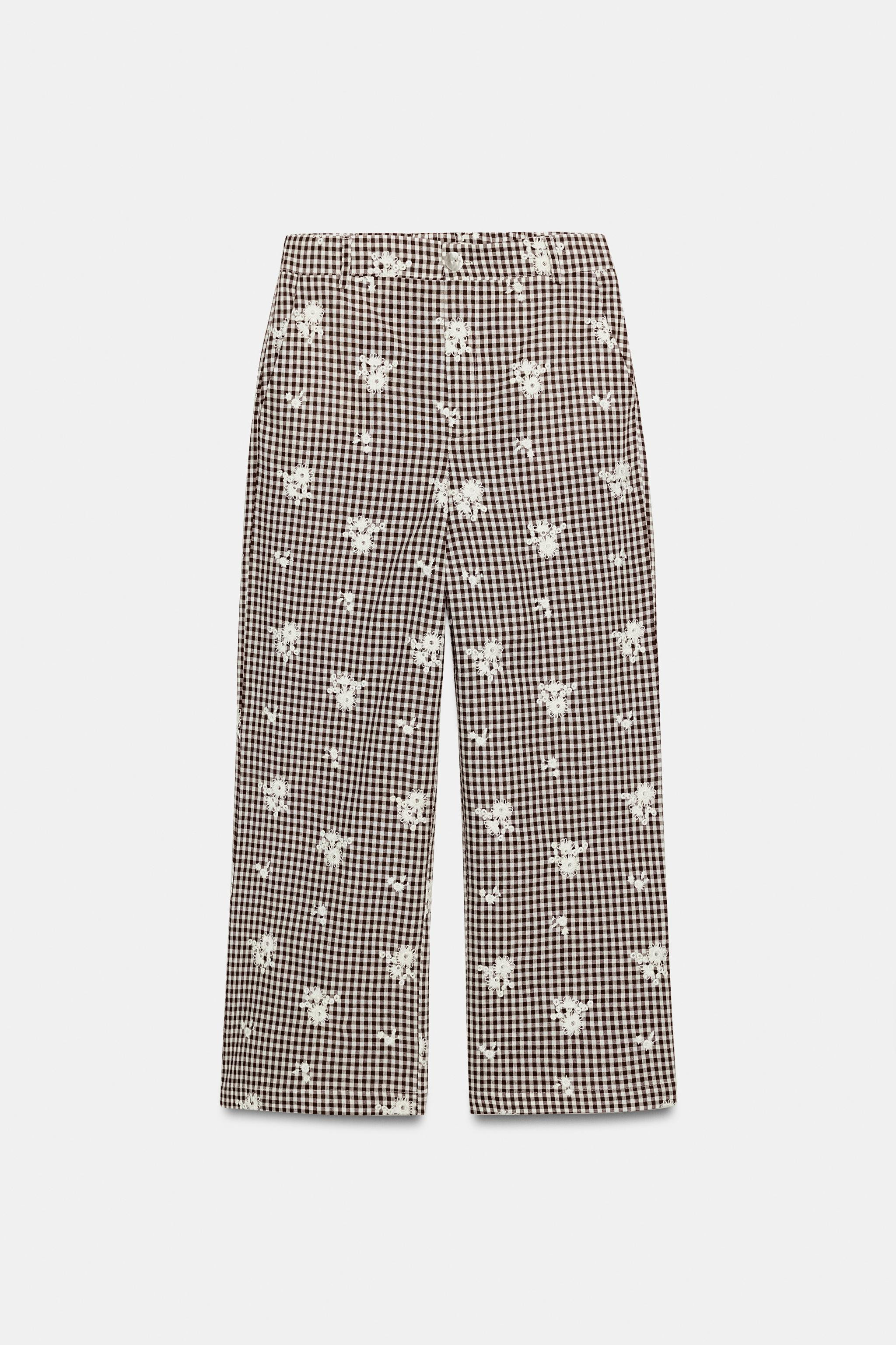 EMBROIDERED PLAID CULOTTES SET | Zara US