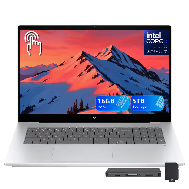 HP - Upgraded - OmniBook X 17.3" Touchscreen Laptop,Intel Ultra 7 256V,16GB RAM,4TB SSD+1TB Dock Set,Backlit Keyboard,Win 11 - Silver | Best Buy U.S.