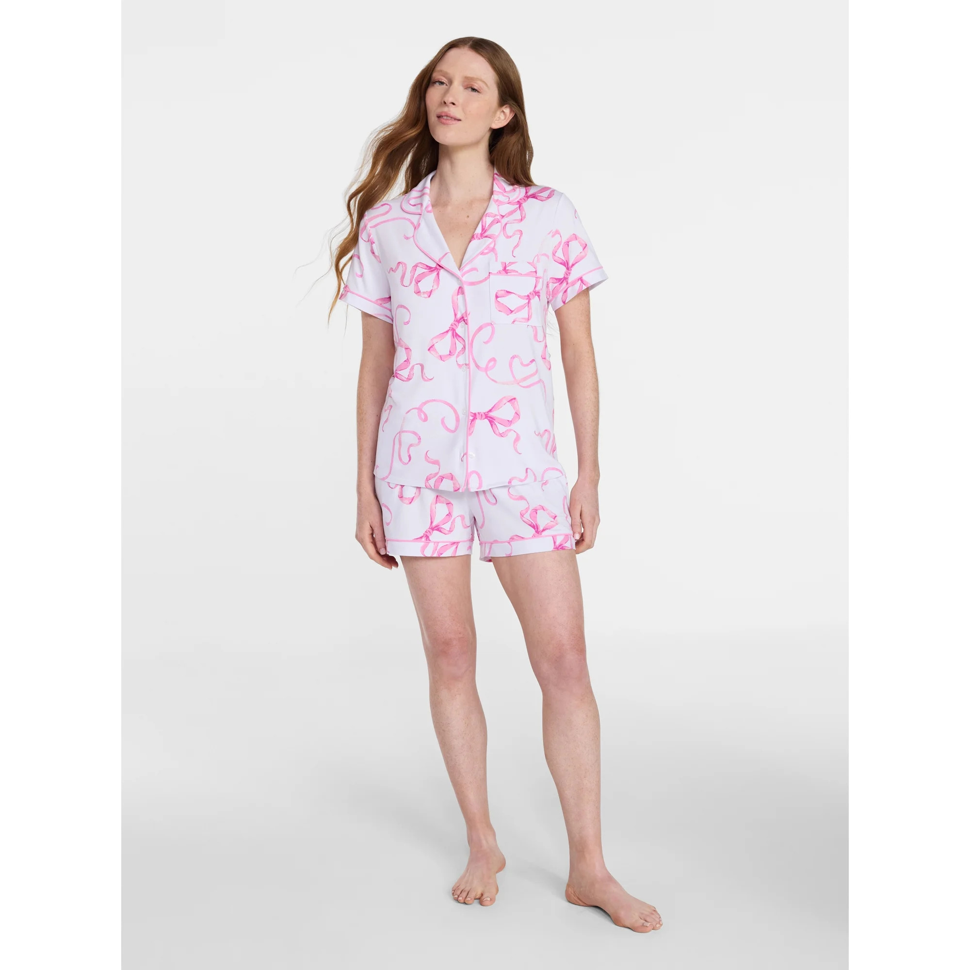 Joyspun Women’s Dreamy Soft Collection Bridal Knit Top and Shorts Pajama Set, 2-Piece, Sizes XS... | Walmart (US)