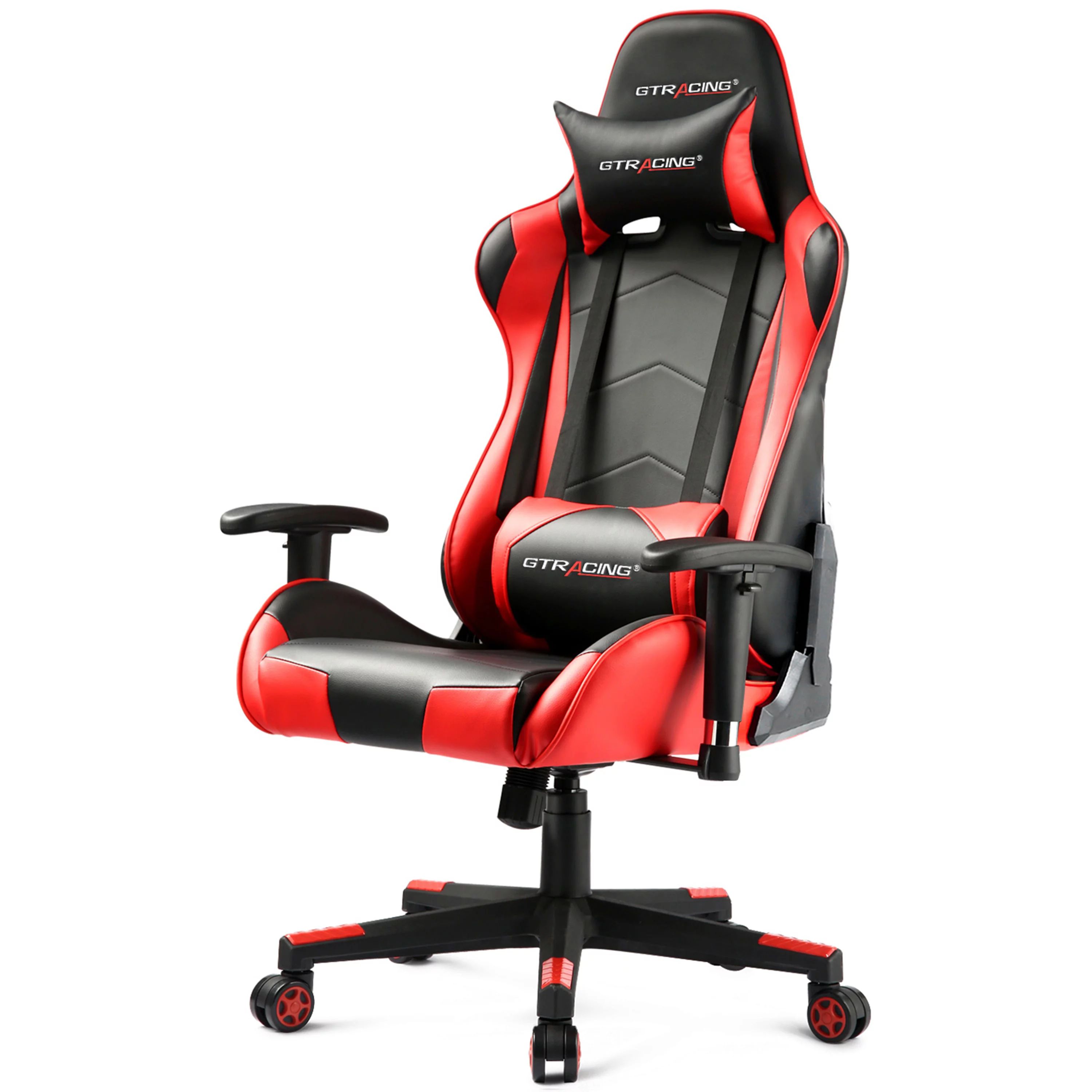 GTPLAYER Gaming Chair Office Chair PU Leather with Adjustable Headrest and Lumbar Pillow, Red - W... | Walmart (US)