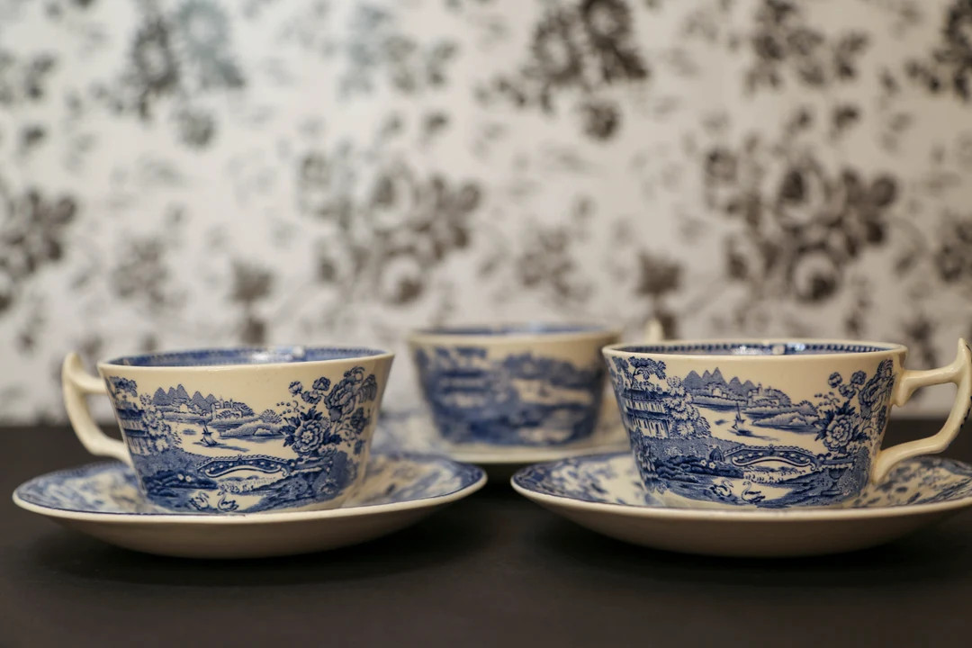 Tonquin Blue Transferware Cup and Saucer 1960s Ironstone Royal Staffordshire Clarice Cliff SET of... | Etsy (US)