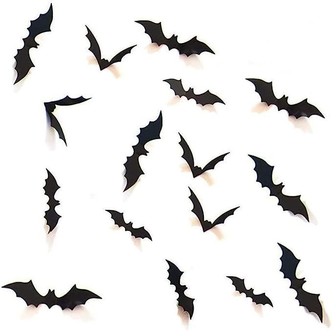 Halloween 3D Bats Decoration, 96 PCS 4 Sizes Realistic PVC Scary Bats Window Decal Wall Stickers ... | Amazon (US)