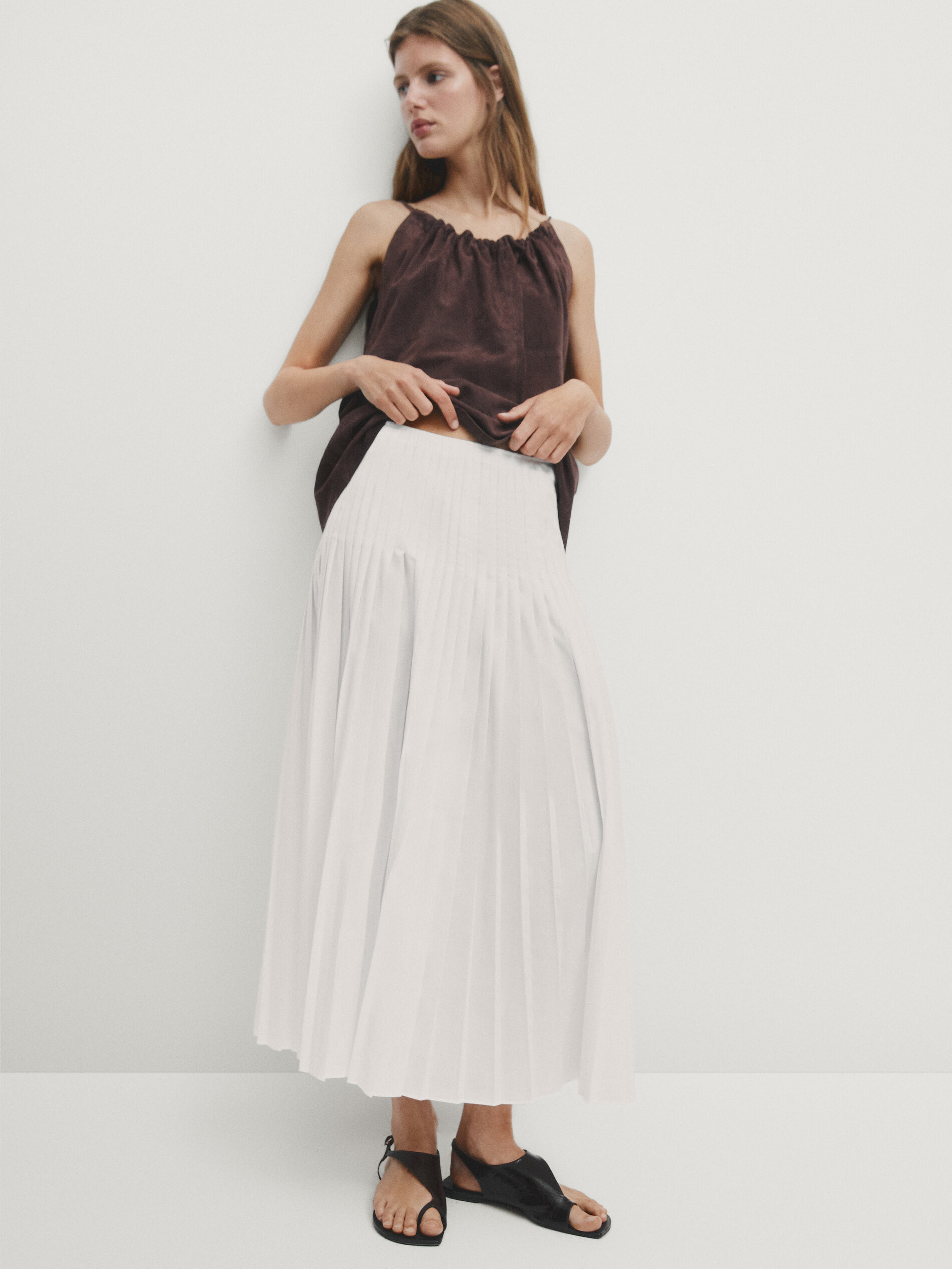 Flared pleated skirt | Massimo Dutti US
