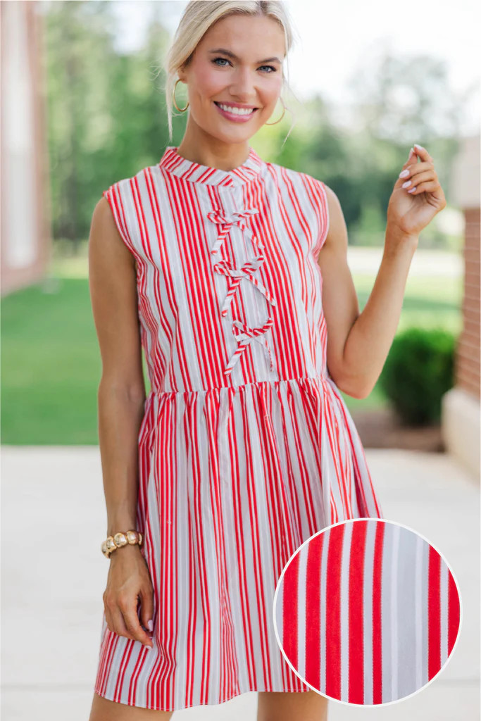 Believe In Yourself Red Striped Babydoll Dress | The Mint Julep Boutique