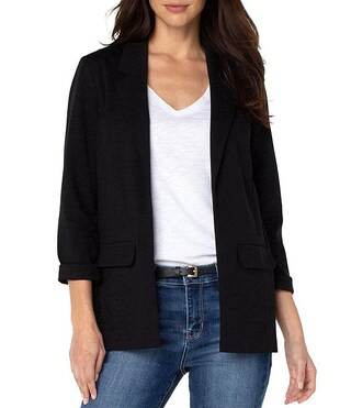 Stretch Ponte Notch Lapel 3/4 Sleeve Boyfriend Blazer | Dillard's