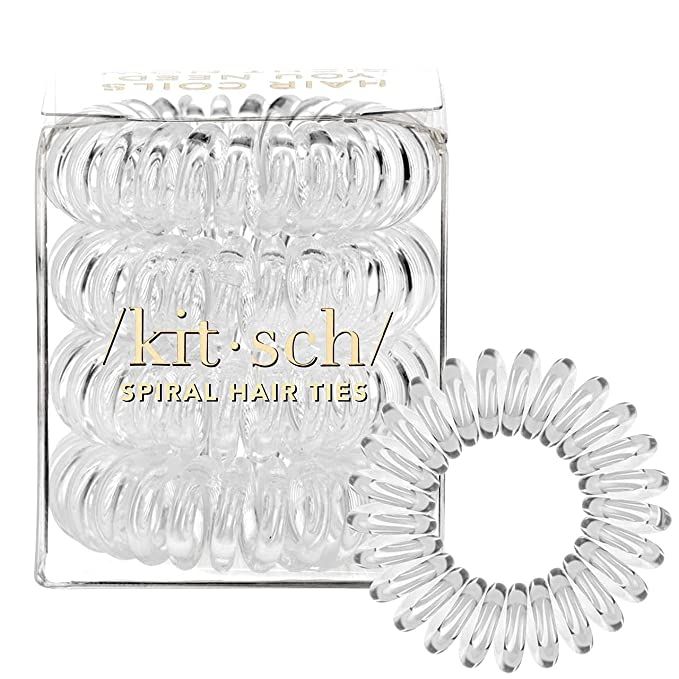 Kitsch Spiral Hair Ties, Coil Hair Ties, Phone Cord Hair Ties, Ponytail Hair Coils No Crease - 4 ... | Amazon (US)