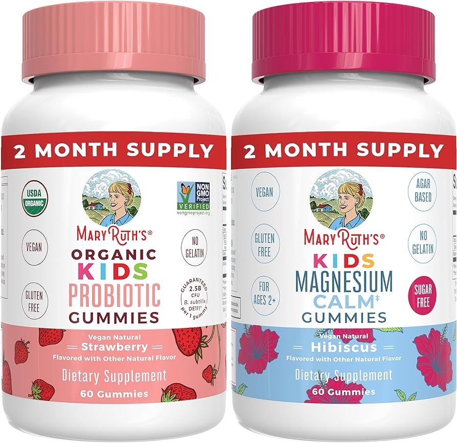 Kids Magnesium Citrate Gummies & Kids Probiotic Gummies Bundle by MaryRuth's | Magnesium Suppleme... | Amazon (US)