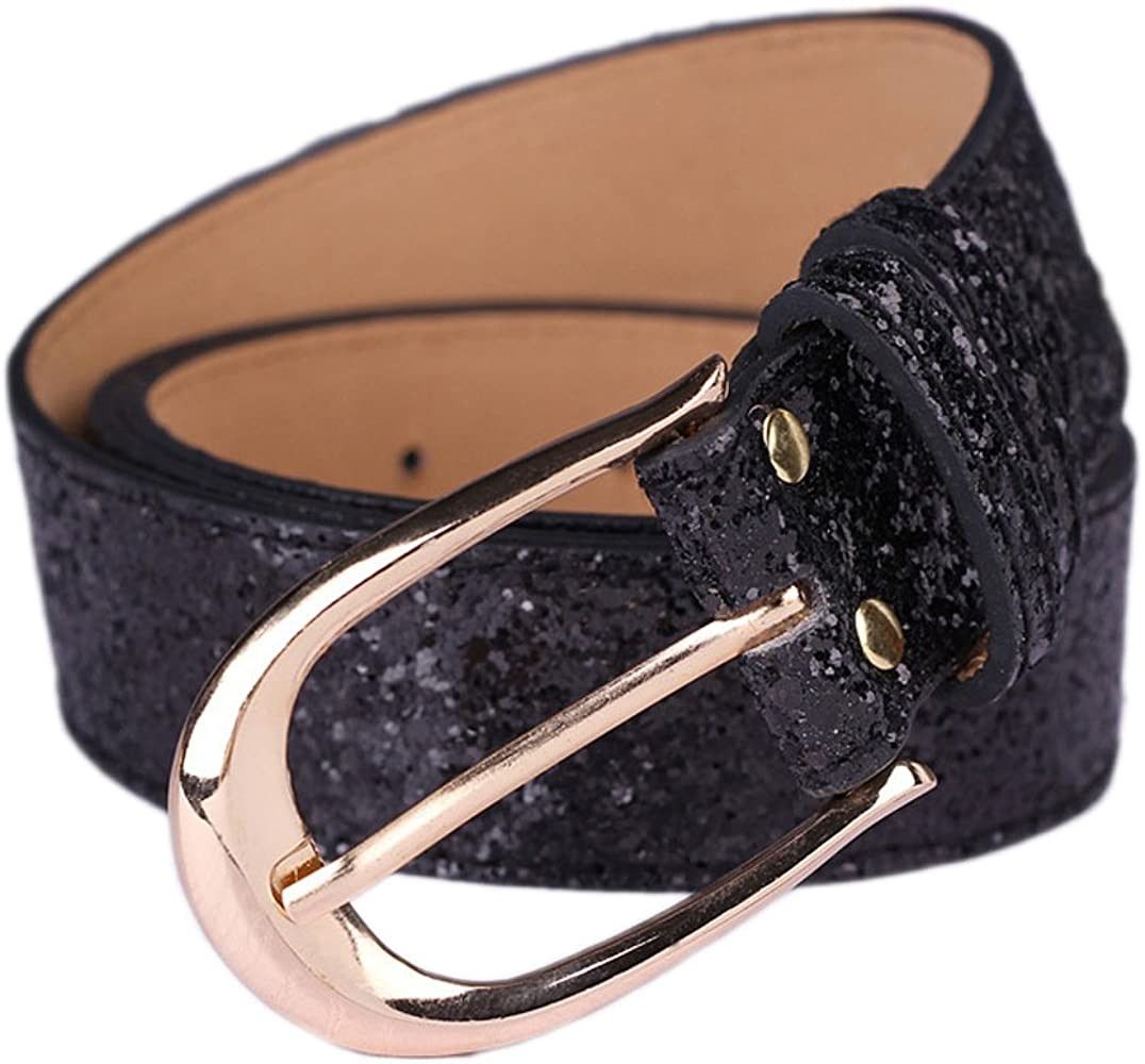 AMI VEIL Sequin Studded Women Leather Belts for Jeans Gold Buckle … | Amazon (US)