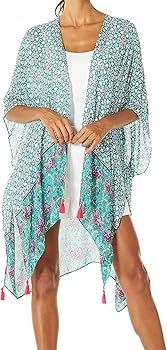 Women's Beach Cover up Swimsuit Kimono Cardigan with Bohemian Floral Print | Amazon (US)