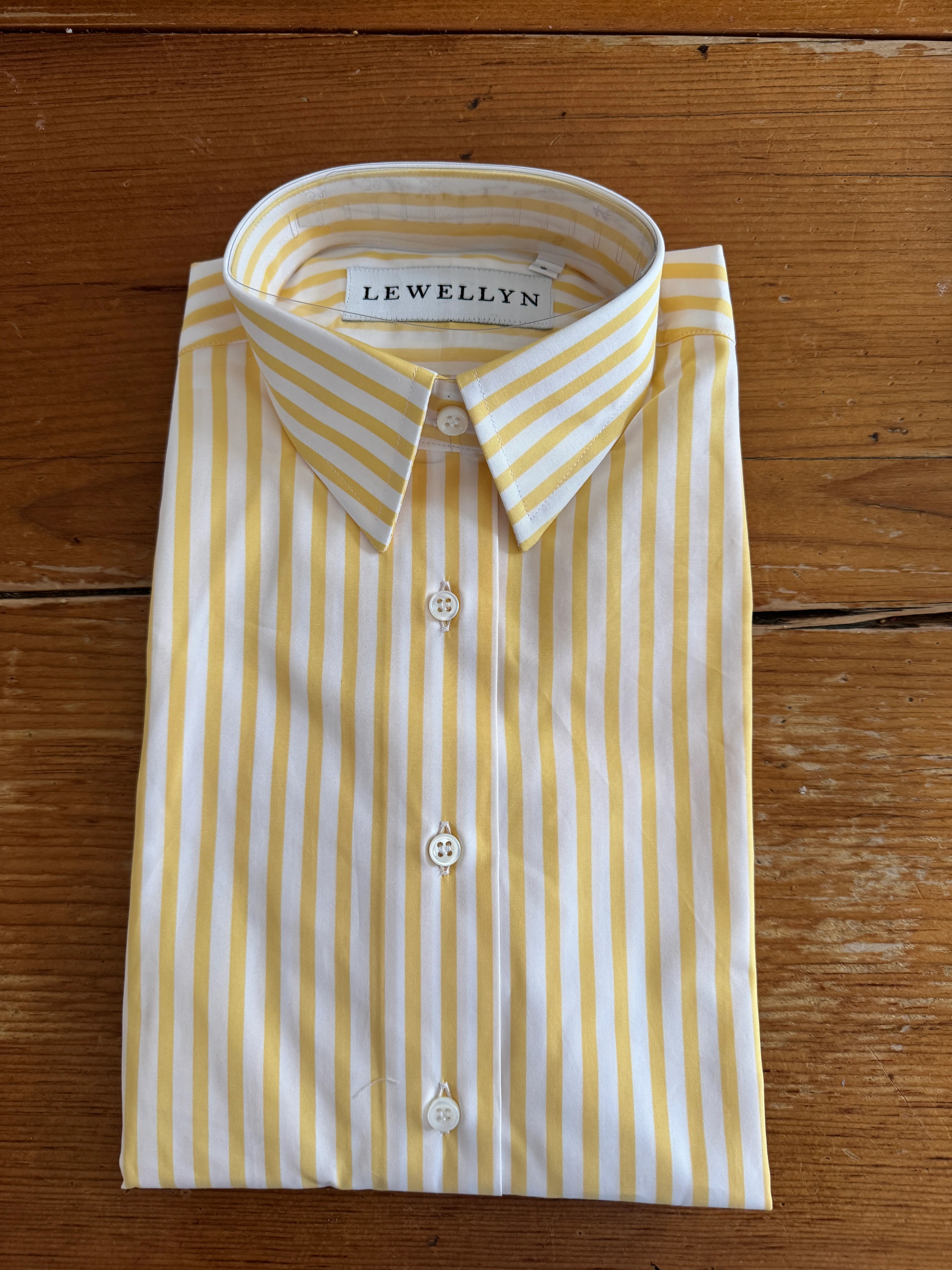 The Jackie Button Down in Yellow Wide Stripes | Lewellyn
