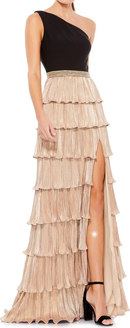 One-Shoulder Ruffle Tiered Gown | Nordstrom