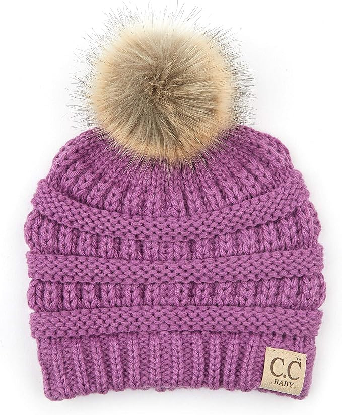 Funky Junque Exclusives Baby Infant Beanie Knit Warm Winter Pom Skull Cap Hat | Amazon (US)