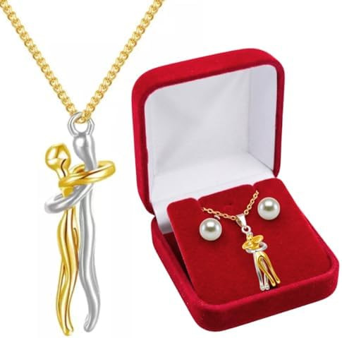 Colar Pingente Abraço Banhado Ouro 18k Caixa Presente Veludo | Amazon (BR)