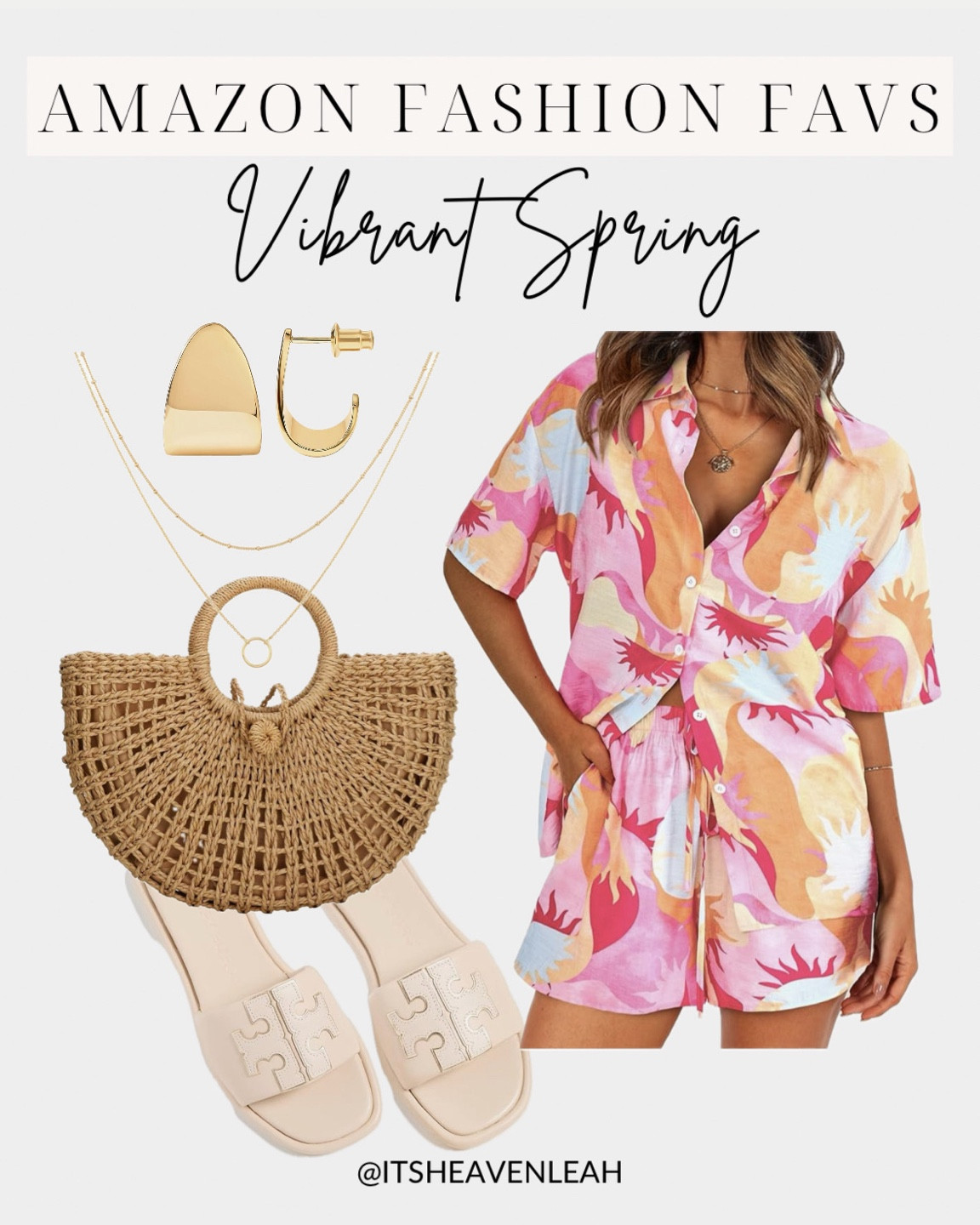 Amazon Spring Outfit. Colorful Matching Set, , Tory Burch Sandals, Gold Jewelry, Low and High in Mix. 
FOLLOW ME FOR MORE 🖤

#LTKU #LTKfindsunder100 #LTKstyletip