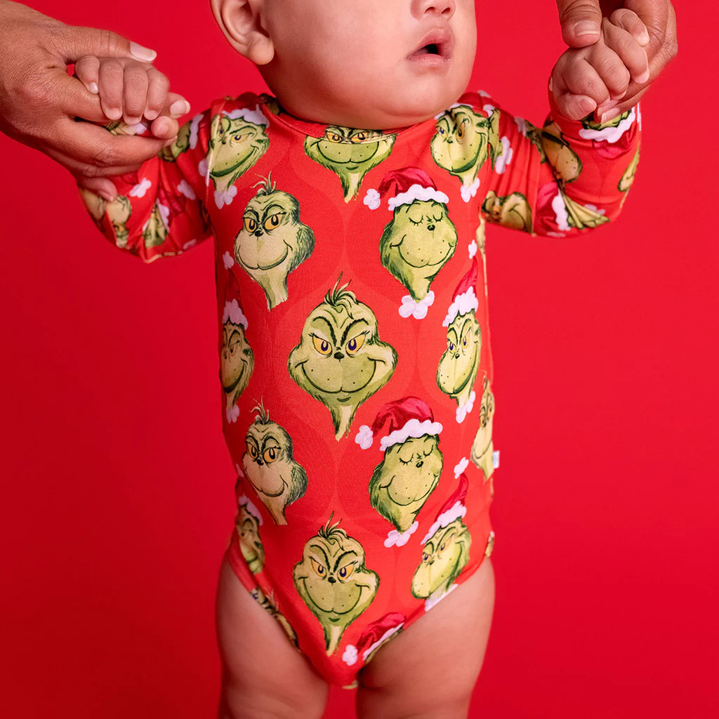 Red Long Sleeve Baby Bodysuit | Dr. Seuss The Grinch | Posh Peanut