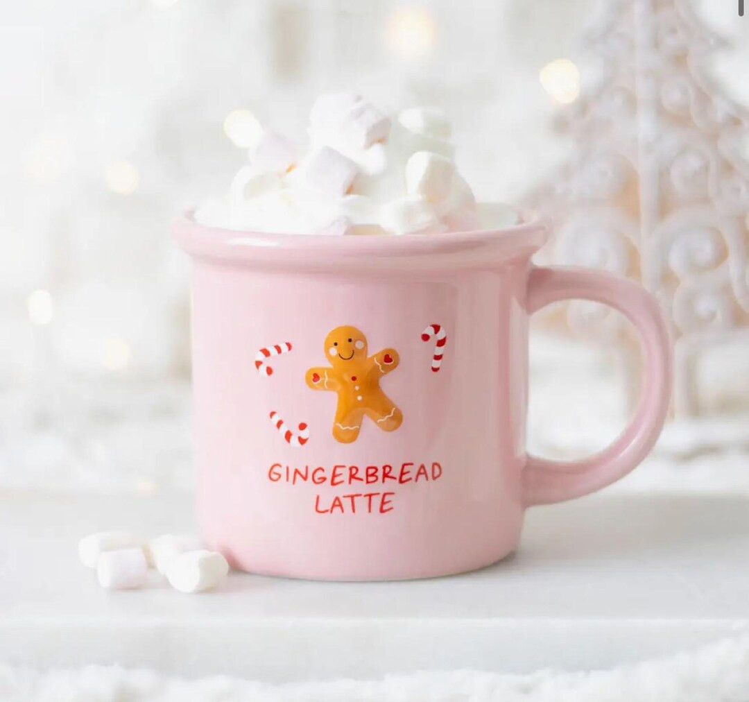 Pink Adorable Gingerbread Latte Christmas Mug Chunky Mug Christmas Gift Gifting - Etsy | Etsy (US)