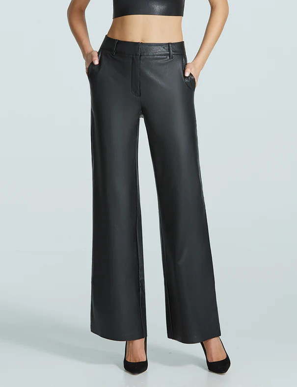 Faux Leather Wide Leg Trouser | Commando®