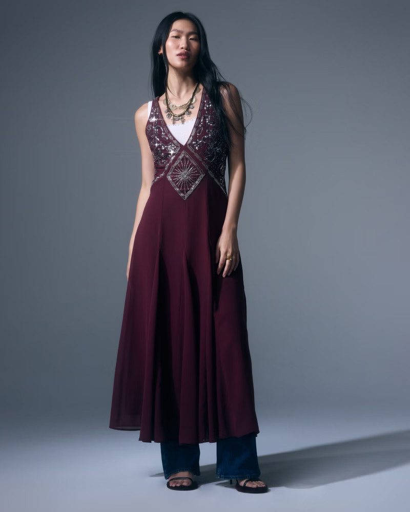 Women's Corset Sequin Midi Dress | Women's New Arrivals | Abercrombie.com | Abercrombie & Fitch (US)