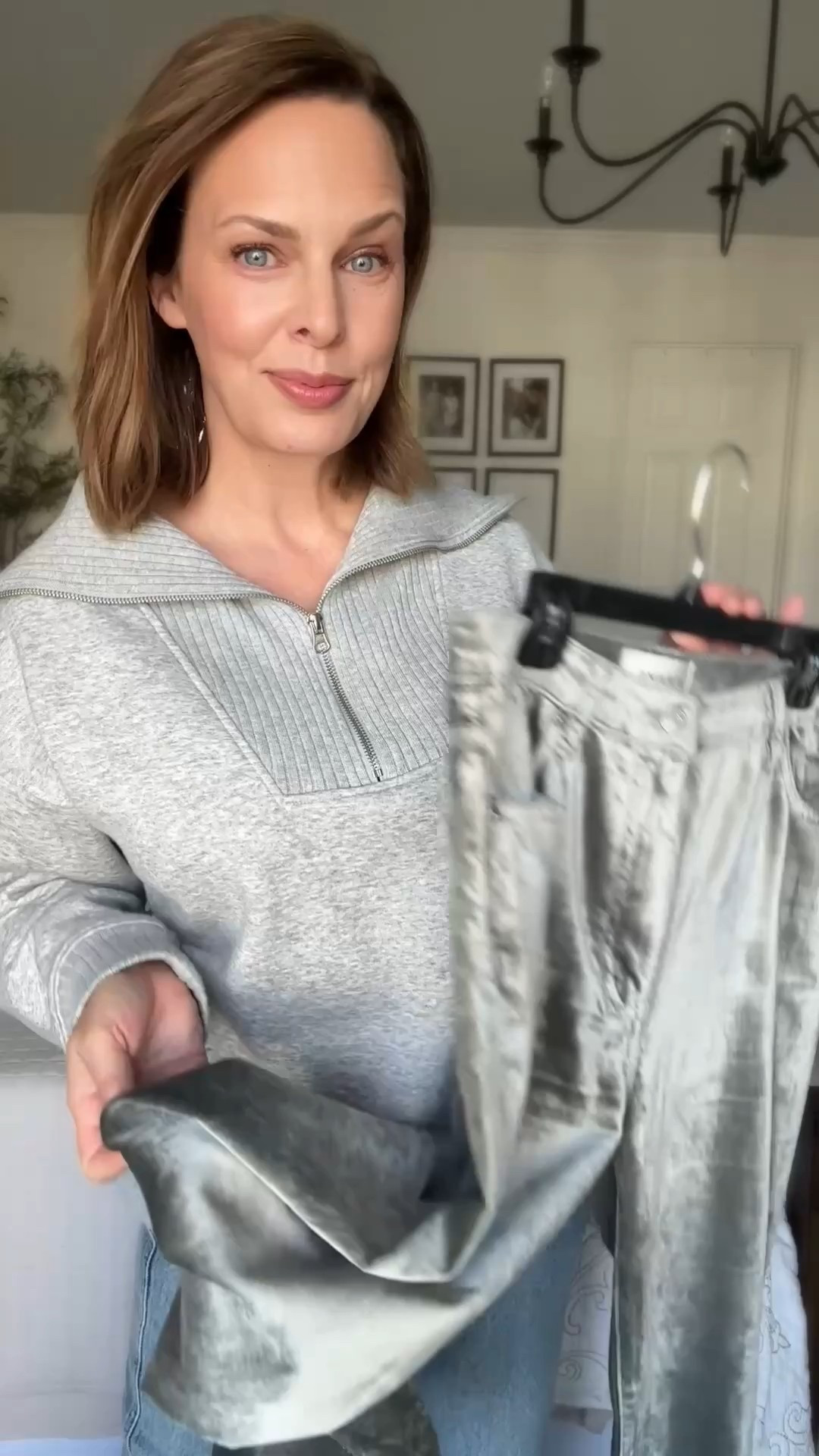 These brushed silver velvet pants from Frame are a crowd favorite. By the way, they're NOT a one-hit wonder! Here are a few more pieces I'd style them with. It turned out that the pieces I found for these are all under $100.  Wear them to dinner, to a friend's holiday party. I'd even pair them with ankle boots and an oversized sweater. 

P.S. they come in other colors too, if silver isn't your thing. I've also linked a few less costly pairs of timeless velvet pants, too!

Everything I’m wearing is true to size! The velvet pants in the 27 (I’m a 4/6) were a little bit snug on me when I first put them on, but they quickly softened and molded to my body. All of the tops are a size small,  true to size.

#LTKFindsUnder100 #LTKStyleTip #LTKOver40