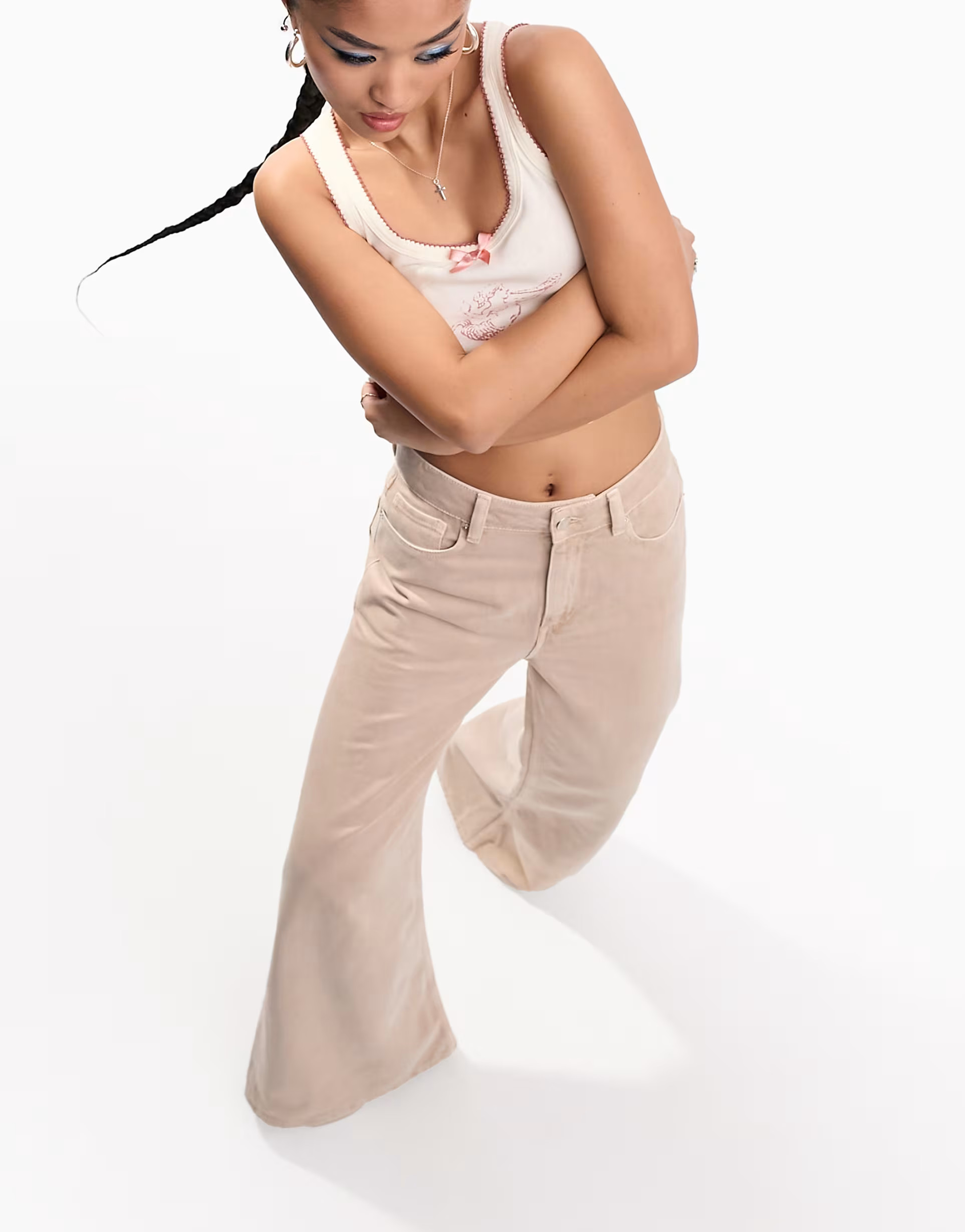 ASOS DESIGN lightweight wide leg jean in mushroom | ASOS (Global)