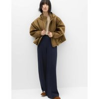 M&S Premium Jersey Seam Detail Wide Leg Trousers Navy | Marks & Spencer (UK)