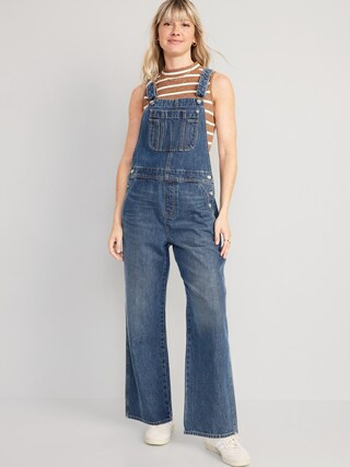 Baggy Wide-Leg Non-Stretch Jean Overalls for Women | Old Navy (US)