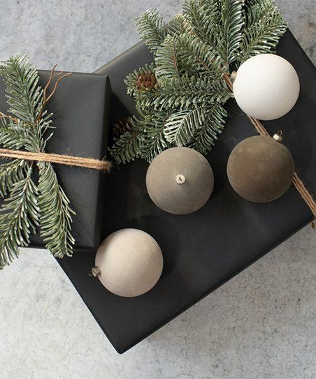 Ragon House Gray 3.25'' Flocked Ball Ornament - Set of Four | Zulily