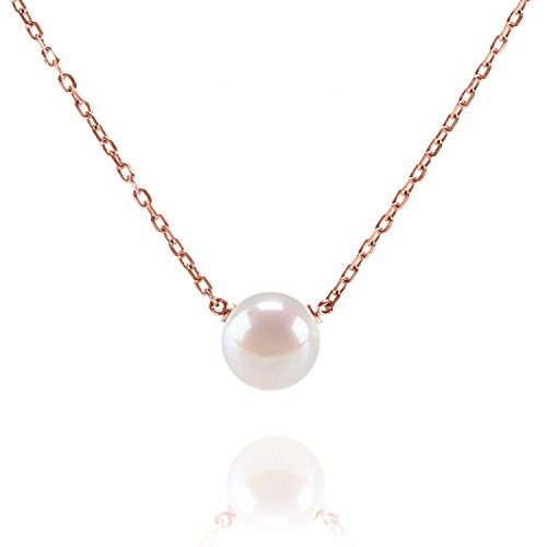 PAVOI Handpicked AAA+ Freshwater Cultured Single Pearl Necklace Pendant | Rose Gold Necklaces for Women | Amazon (US)