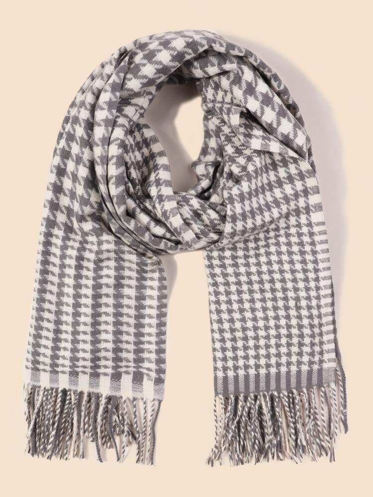 Houndstooth Pattern Scarf | SHEIN