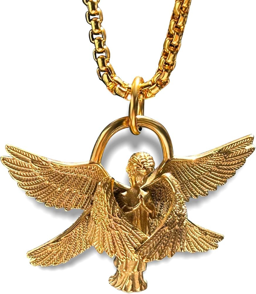 bahamut Guardian Angel Wings Pendant Necklace for Men Teen Stainless Steel,Cool Freedom Feather A... | Amazon (US)