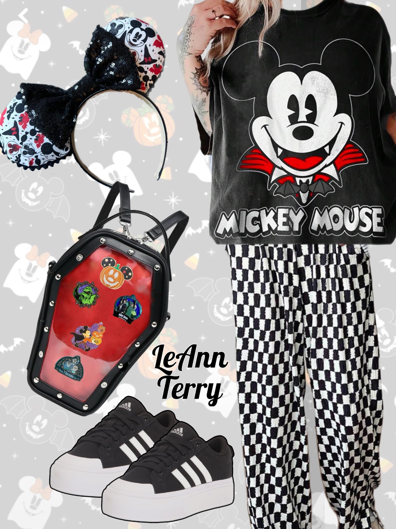 Spooky season Disney style 🎃🖤✨ Rocking my vampire Mickey tee, checkered pants, and coffin bag for the perfect park day fit! #DisneyHalloween #MickeyMouseStyle #DisneyOOTD #SpookySeasonStyle #DisneyParksOutfit #DisneyFallStyle #DisneyVibes #DisneyBags #DisneyStyleGoals #DisneyFashion #DisneyAccessories
