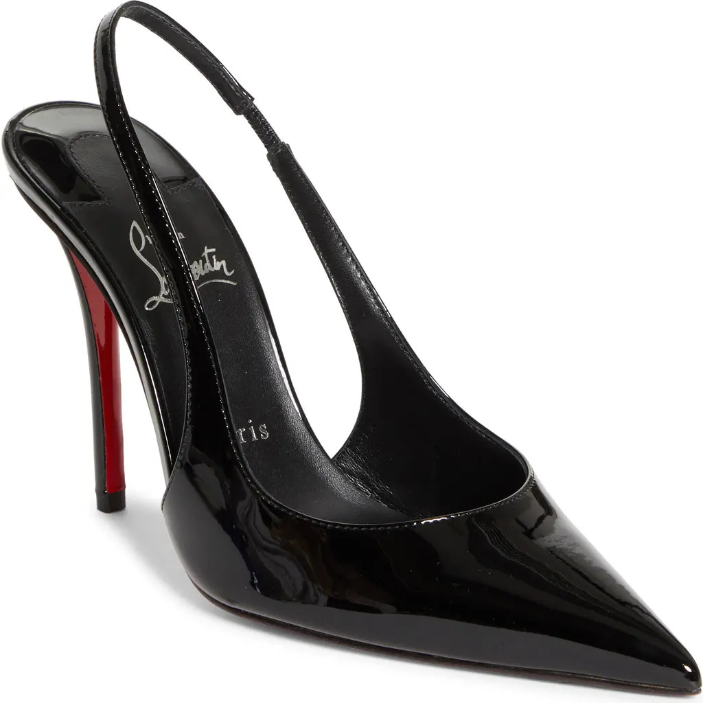 Christian Louboutin Miss Z Pointed Toe Slingback Pump in Black/Black at Nordstrom, Size 11.5Us | Nordstrom