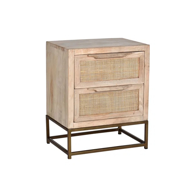 Stephens 2 - Drawer Nightstand in Tan/Brushed Gold | Wayfair North America
