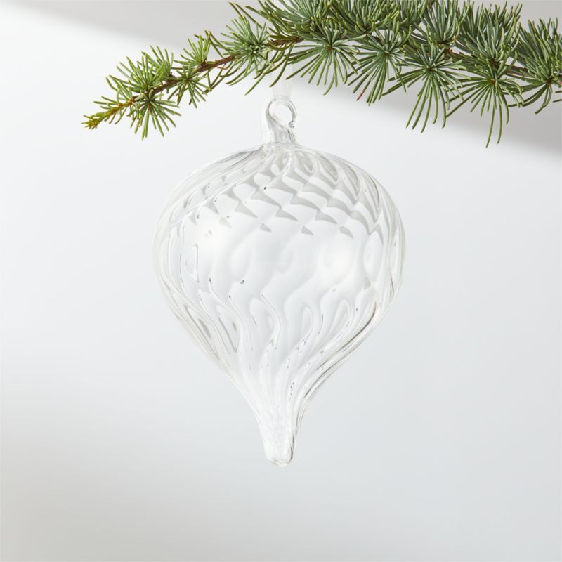 Waves Clear Glass Teardrop Christmas Ornament Small + Reviews | CB2 | CB2