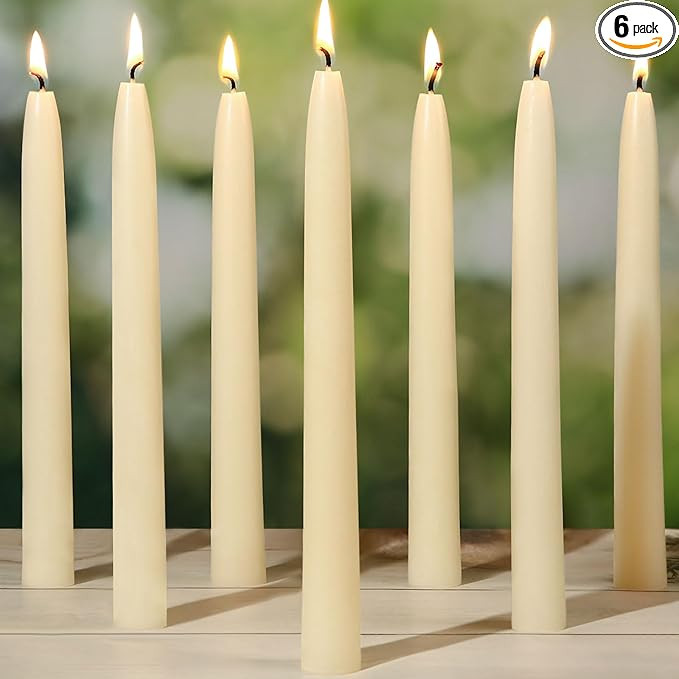 9 in Beeswax Taper Candles,6 Pack Dripless Pure White Beeswax Candle Sticks,10 Hours Long Burning... | Amazon (US)